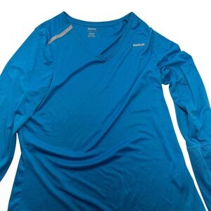 Reebok‎ Mens Long Sleeve V Neck Blue Activewear Top
